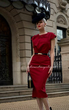DARCY - wrap front pencil dress with cap sleeves - heartmycloset