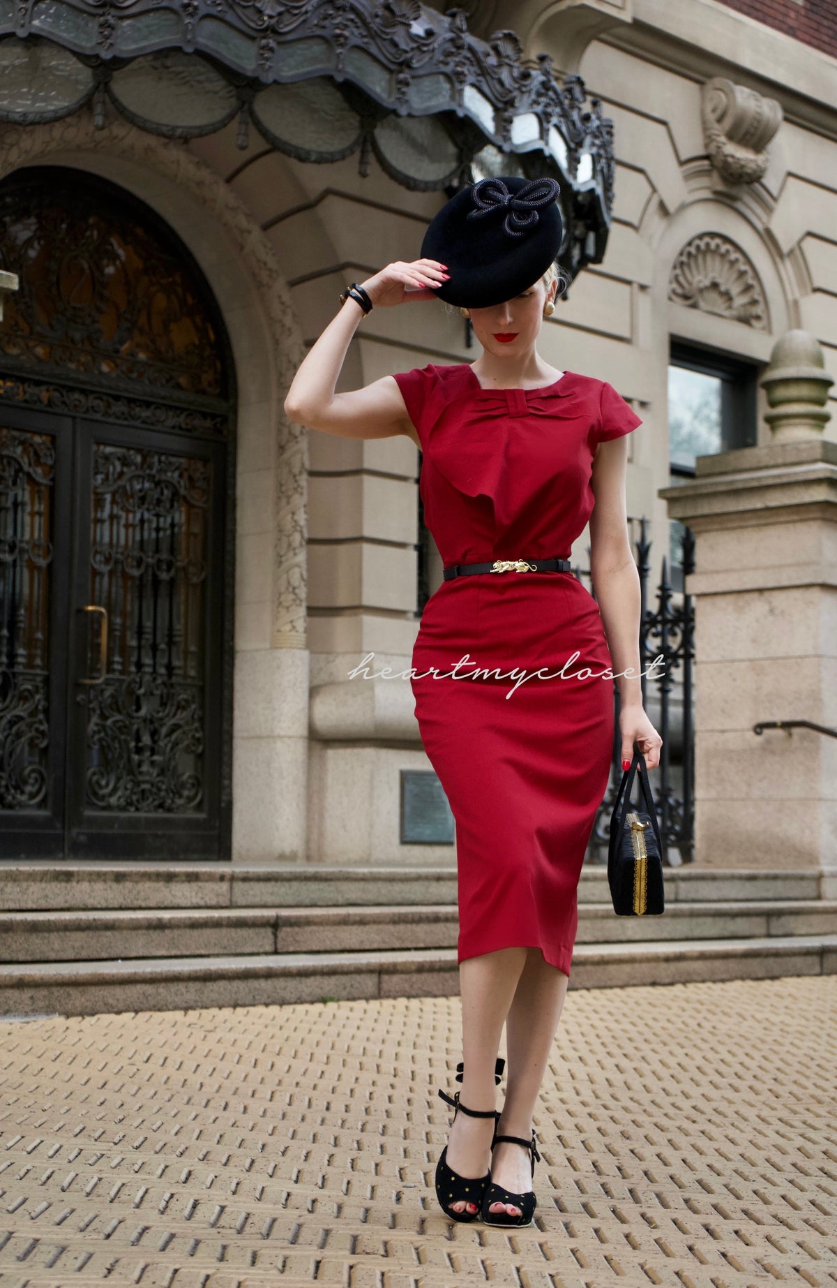 DARCY - wrap front pencil dress with cap sleeves - heartmycloset