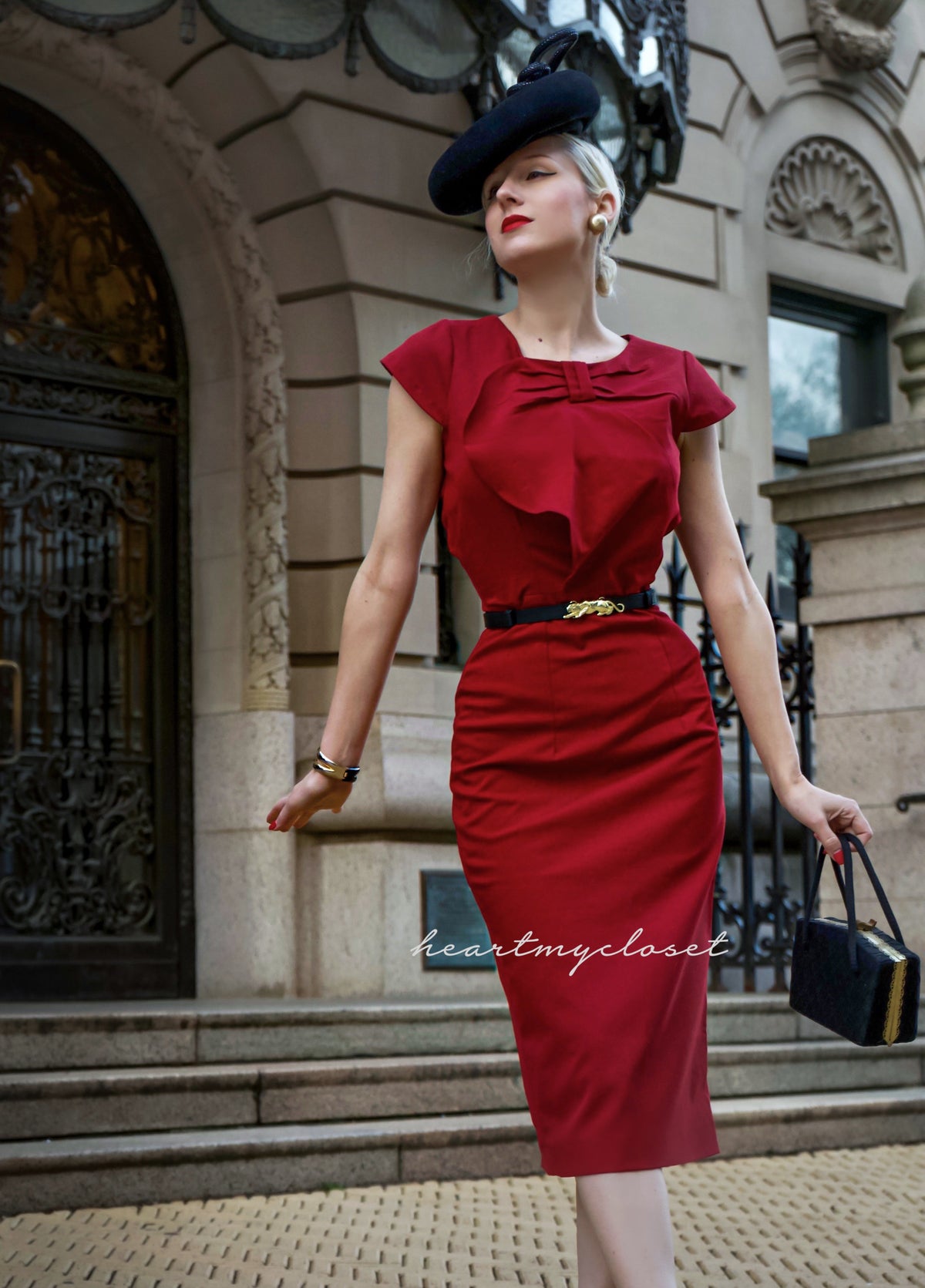DARCY - wrap front pencil dress with cap sleeves - heartmycloset