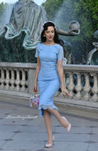 Lace Deborah - pleated back pencil dress 1950s inspired - heartmycloset