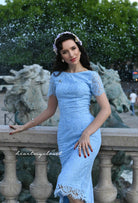 Lace Deborah - pleated back pencil dress 1950s inspired - heartmycloset