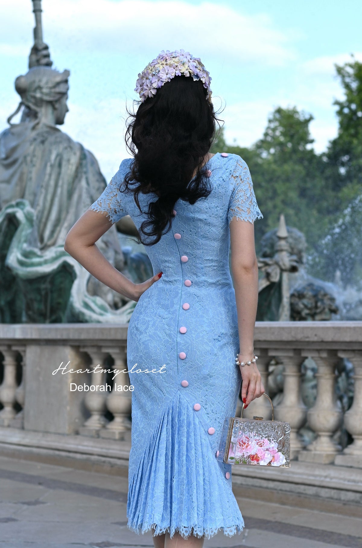 Lace Deborah - pleated back pencil dress 1950s inspired - heartmycloset