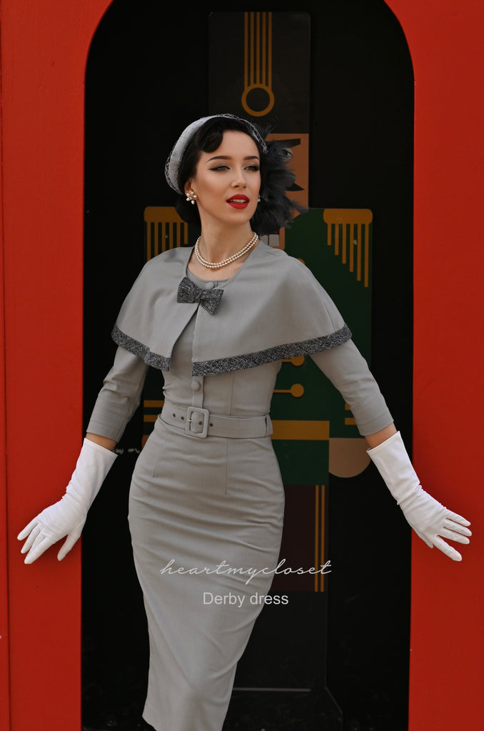 Derby - 1950s pencil dress with matching cape