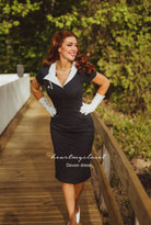 pinstripe DEVON - retro vintage dress pencil - heartmycloset