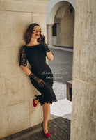 Lace Deborah - pleated back pencil dress 1950s inspired - heartmycloset