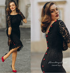 Lace Deborah - pleated back pencil dress 1950s inspired - heartmycloset