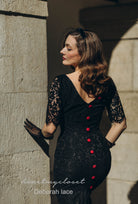 Lace Deborah - pleated back pencil dress 1950s inspired - heartmycloset
