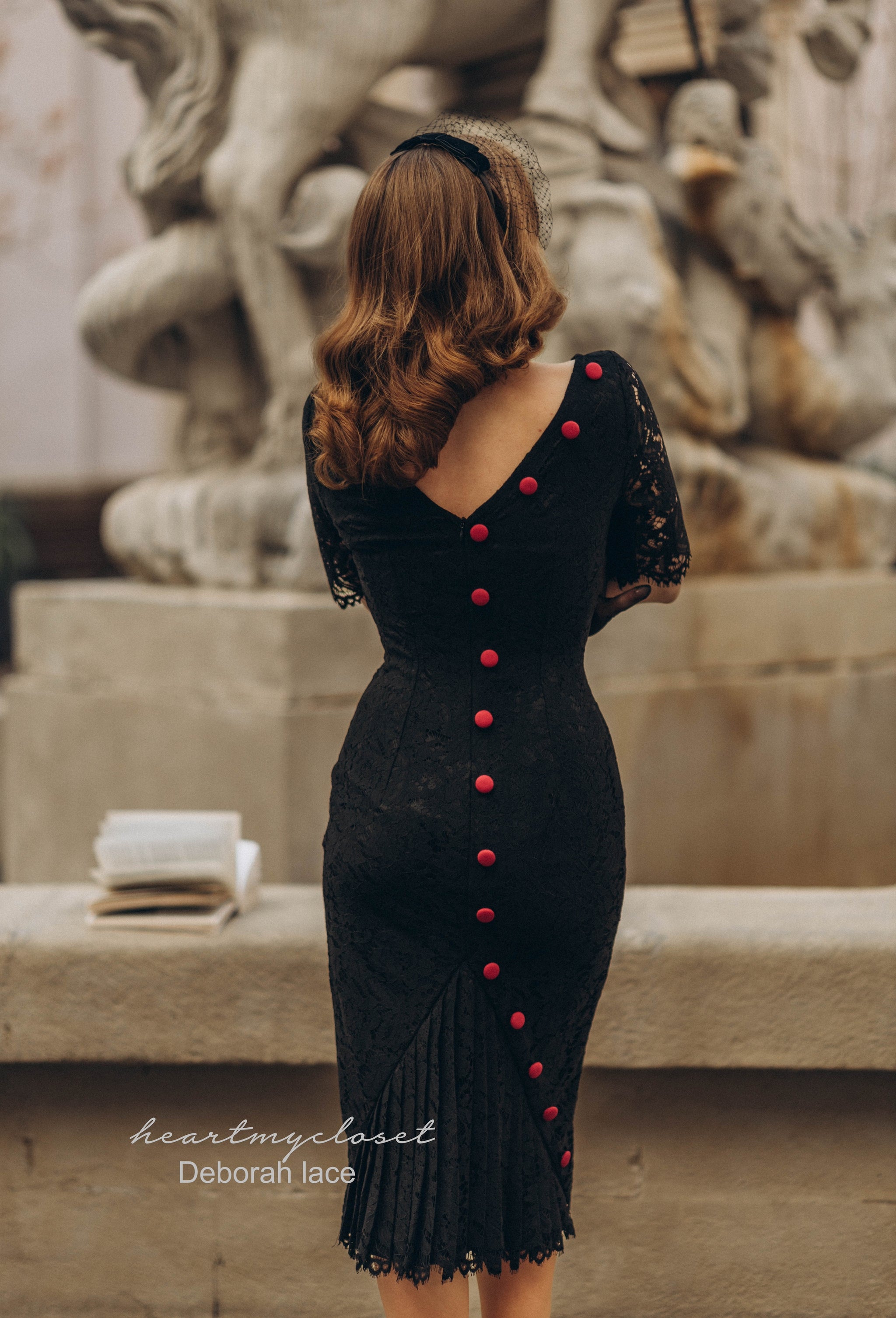 The Deborah - Black Pleated Pencil Dress | HeartMyCloset