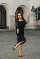 Lace Deborah - pleated back pencil dress 1950s inspired - heartmycloset