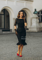 Lace Deborah - pleated back pencil dress 1950s inspired - heartmycloset