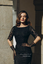 Lace Deborah - pleated back pencil dress 1950s inspired - heartmycloset