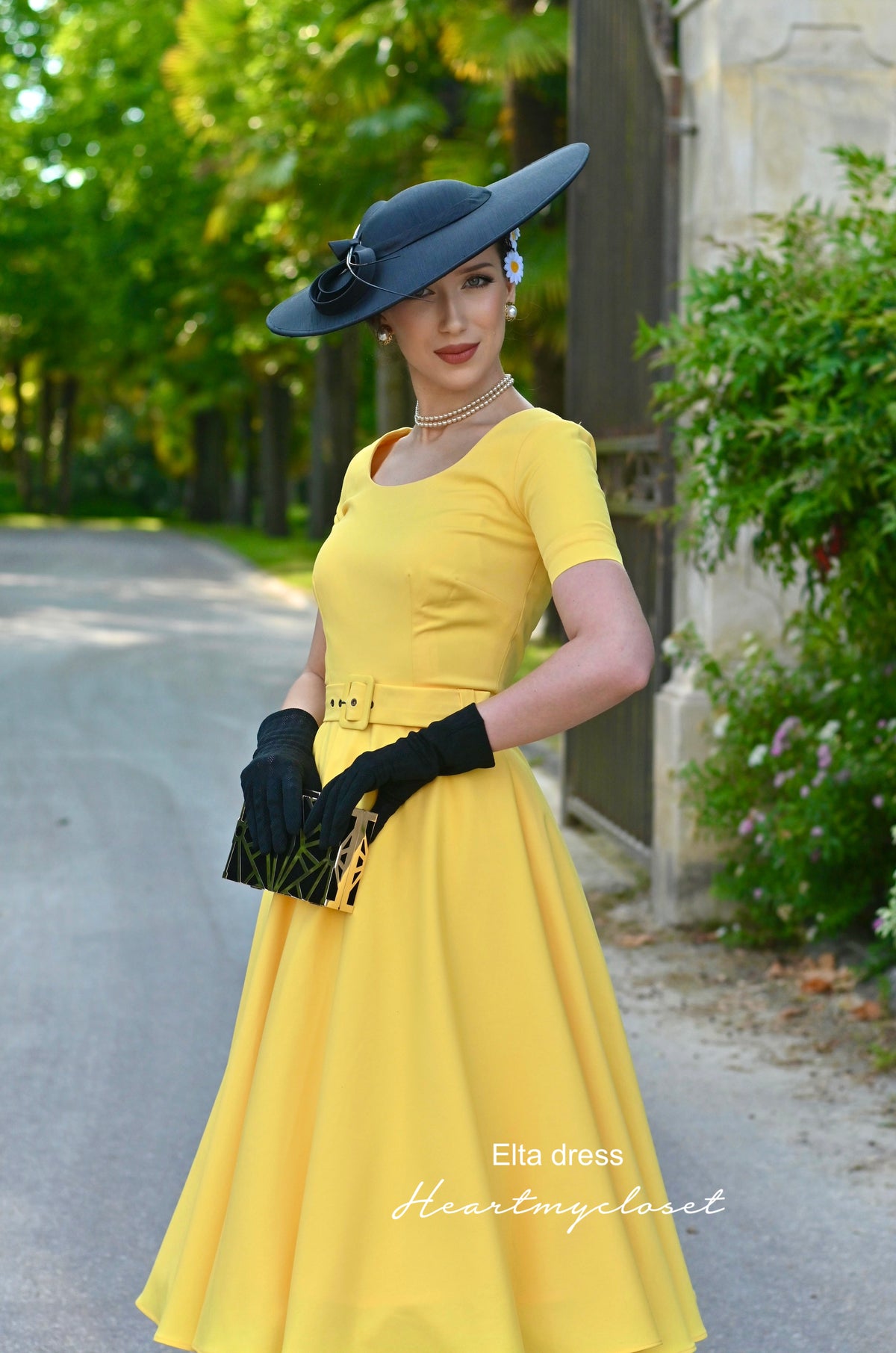Elta yellow swing dress 1950s inspired - heartmycloset