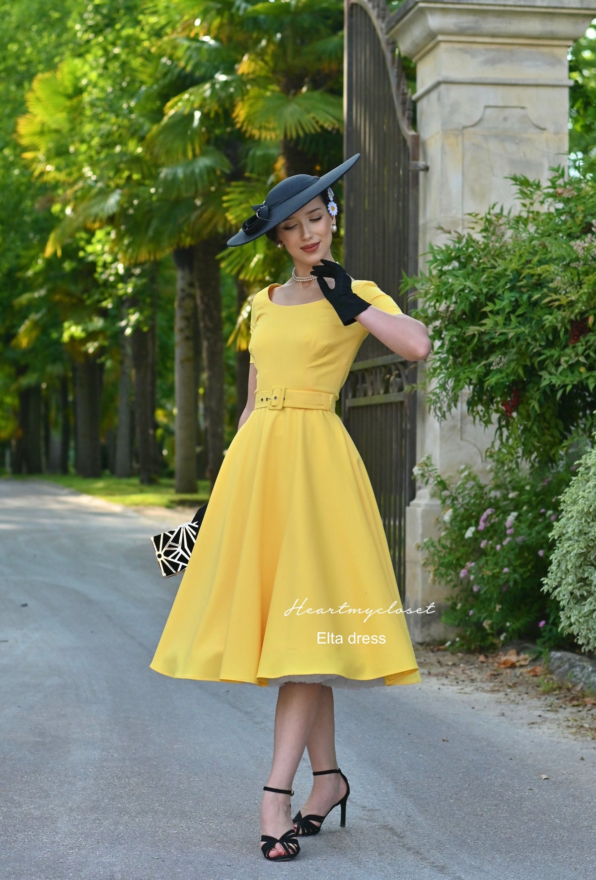 Elta yellow swing dress 1950s inspired - heartmycloset