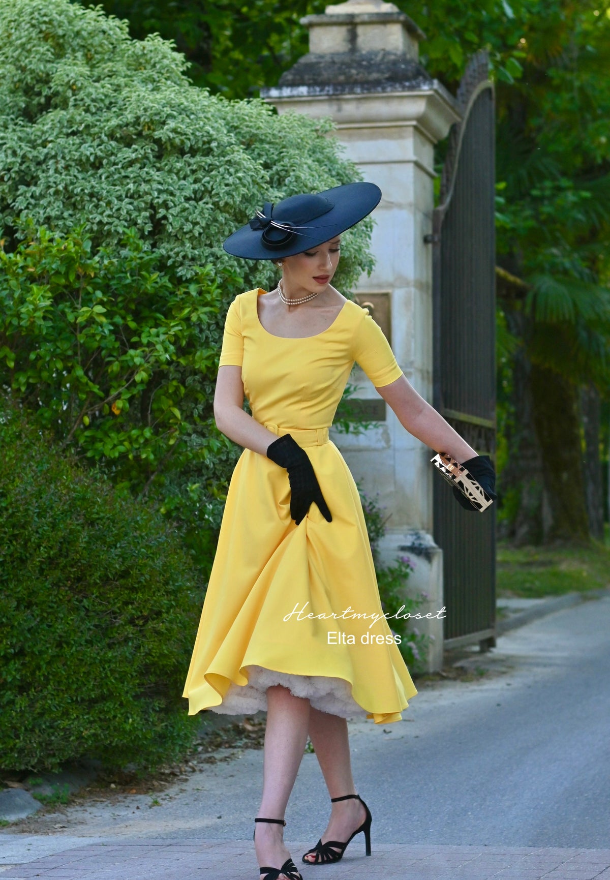 Elta yellow swing dress 1950s inspired - heartmycloset