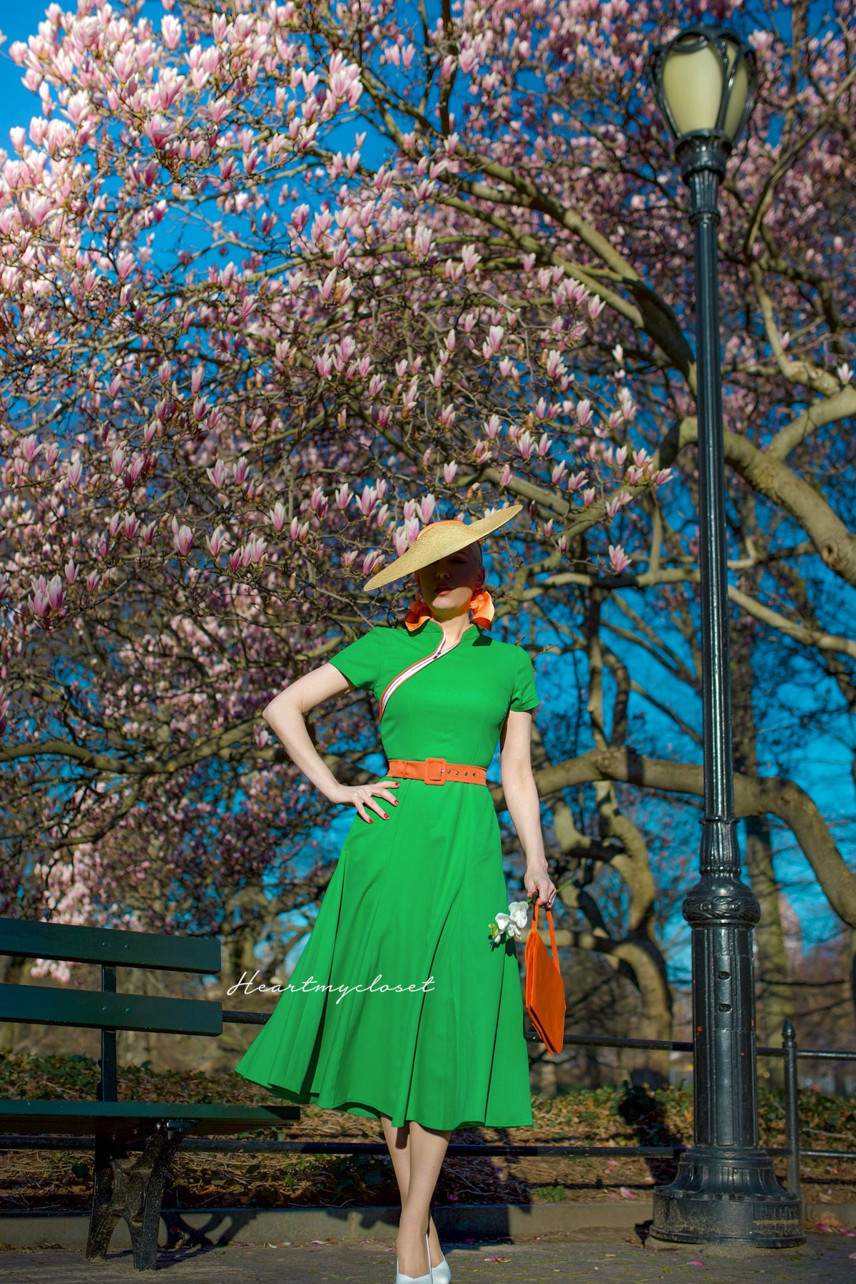 Cathy - mandarin collar mermaid skirt premium fabric - heartmycloset