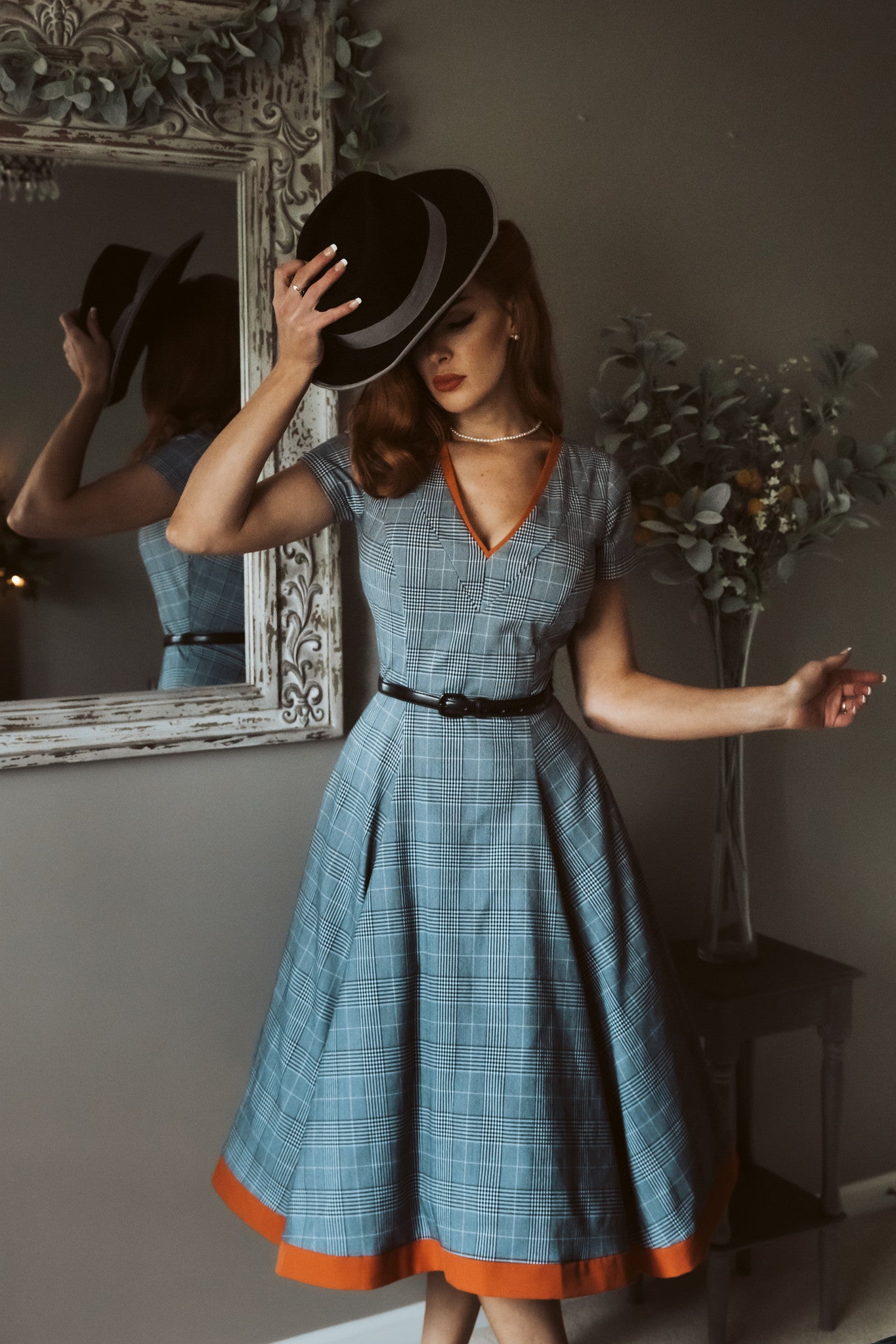 Checkered Green 1950s Dress with Bow | HeartMyCloset heartmycloset Checkered Green 1950s Dress with Bow | HeartMyCloset heartmycloset