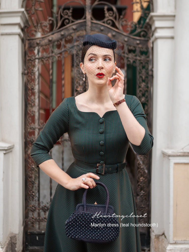 MARILYN - retro vintage dress swing in houndstooth