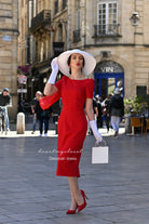 Deborah - SHORT SLEEVE pleated back pencil dress - heartmycloset