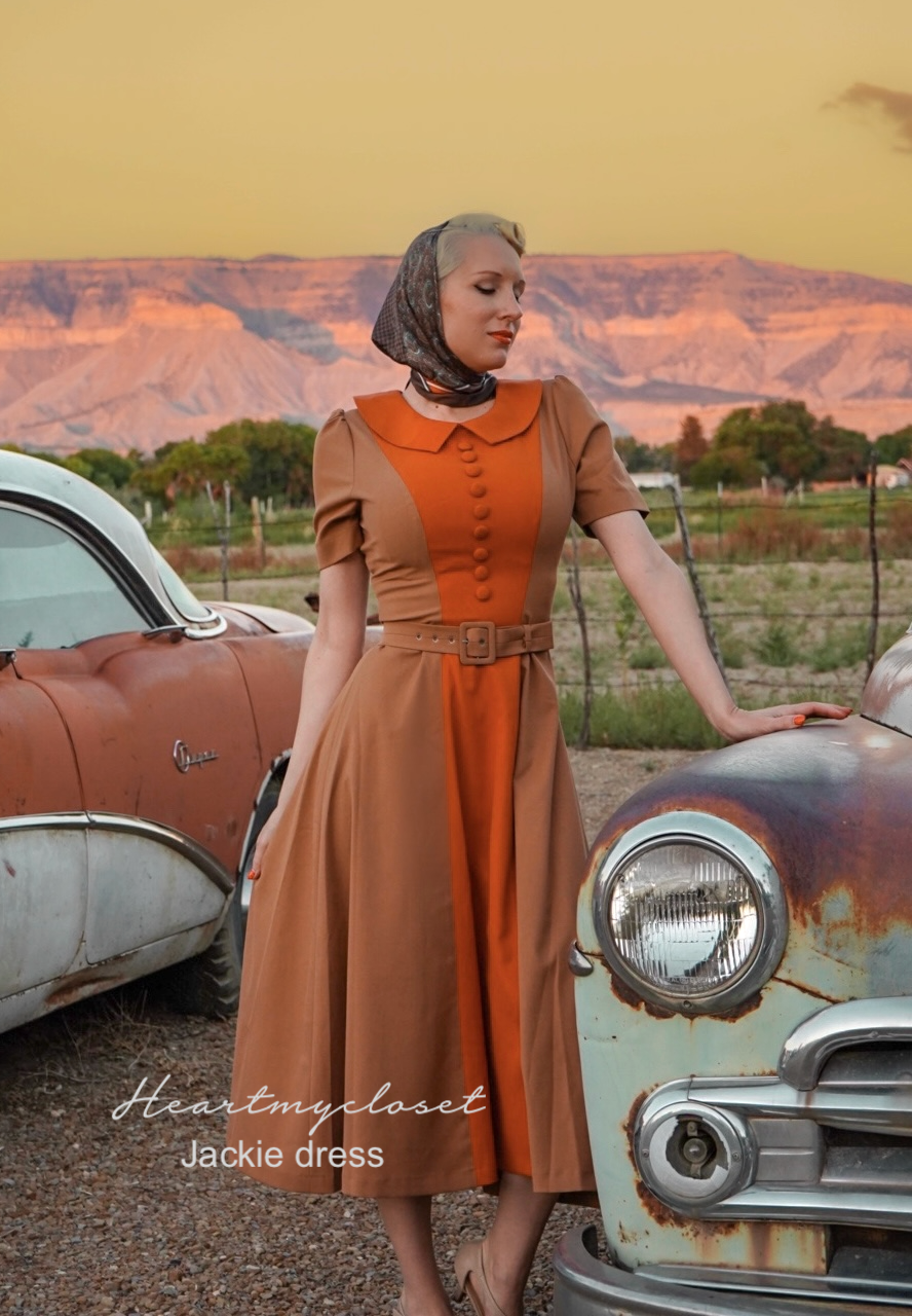 Jackie - 2 tone swing - 50s 60s inspired dress - heartmycloset