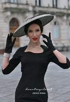 Janice - old hollywood pencil dress curve neckline - heartmycloset