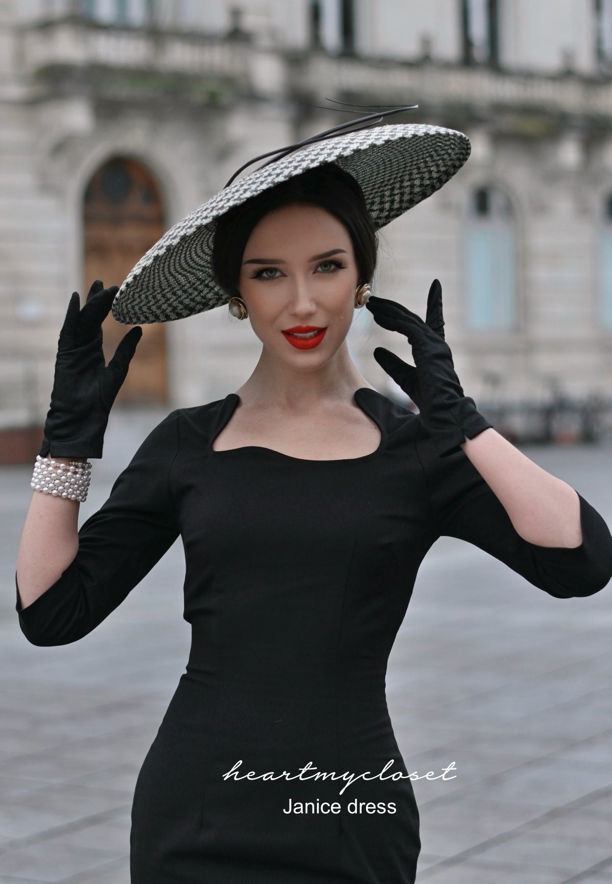 Janice - old hollywood pencil dress curve neckline - heartmycloset