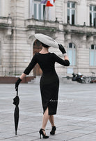 Janice - old hollywood pencil dress curve neckline - heartmycloset