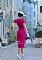 JILL- 1950s pencil dress with contrast trim & buttons - heartmycloset