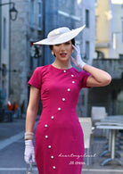 JILL- 1950s pencil dress with contrast trim & buttons - heartmycloset
