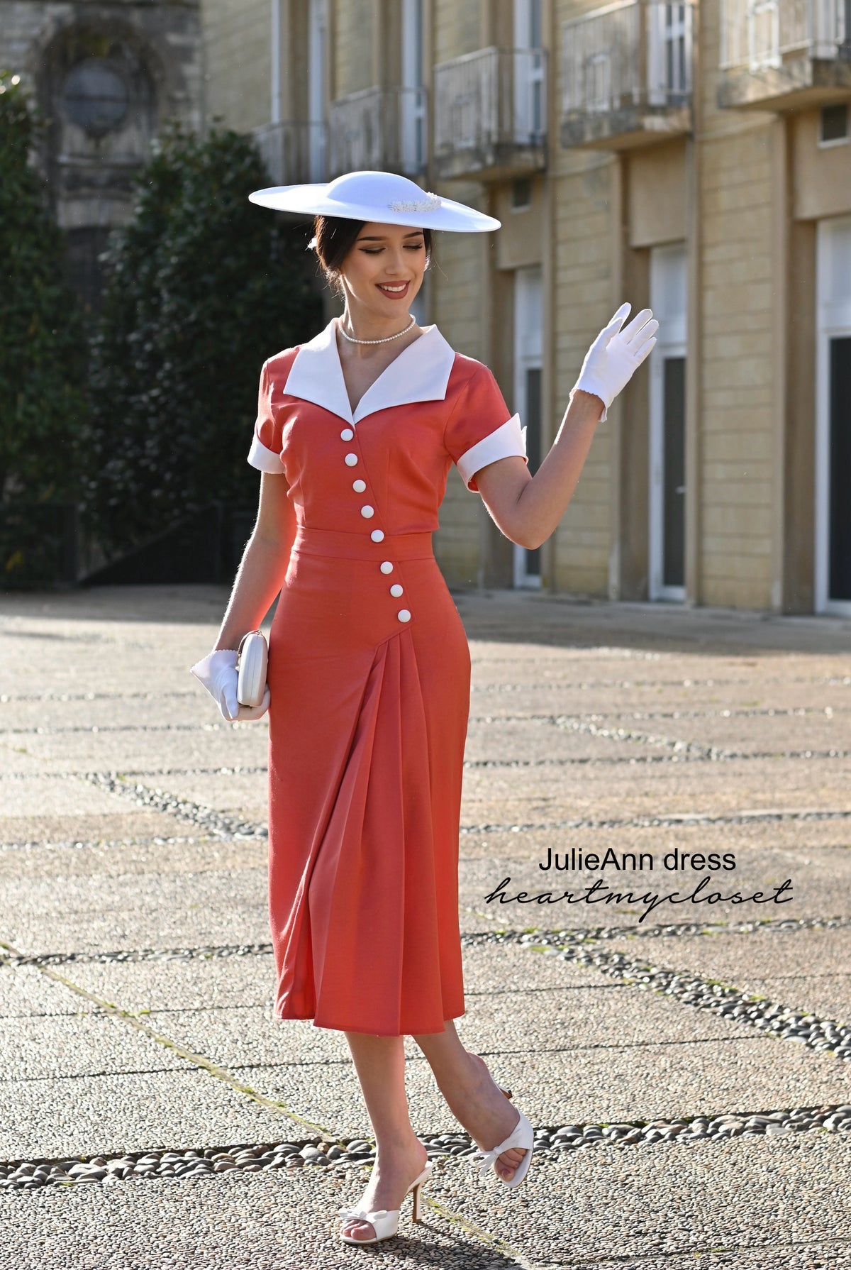 crepe satin JulieAnn - 1950s pleated vintage dress - heartmycloset