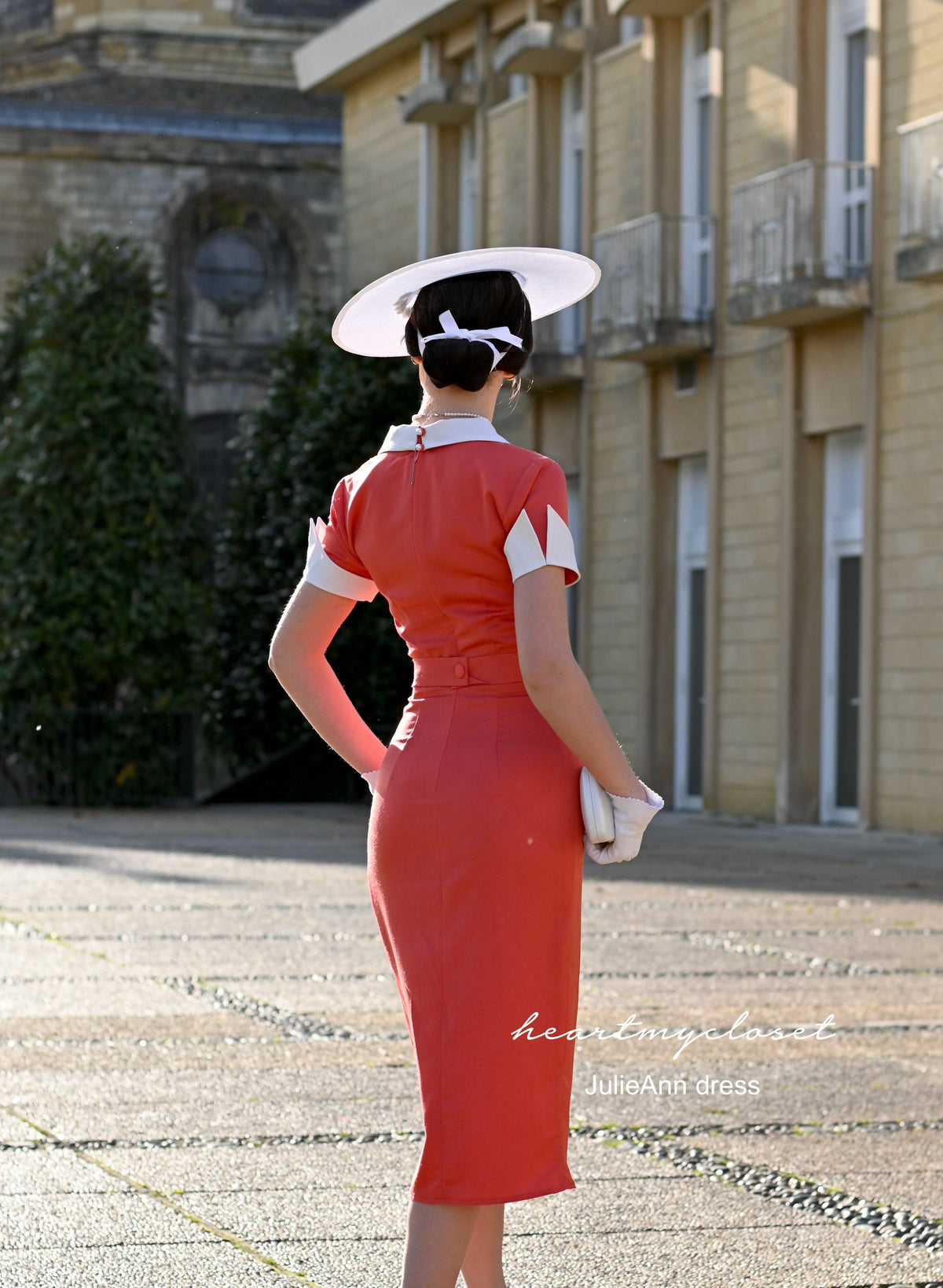 crepe satin JulieAnn - 1950s pleated vintage dress - heartmycloset