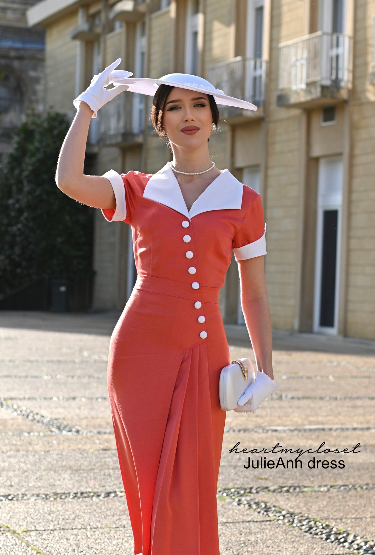 crepe satin JulieAnn - 1950s pleated vintage dress - heartmycloset