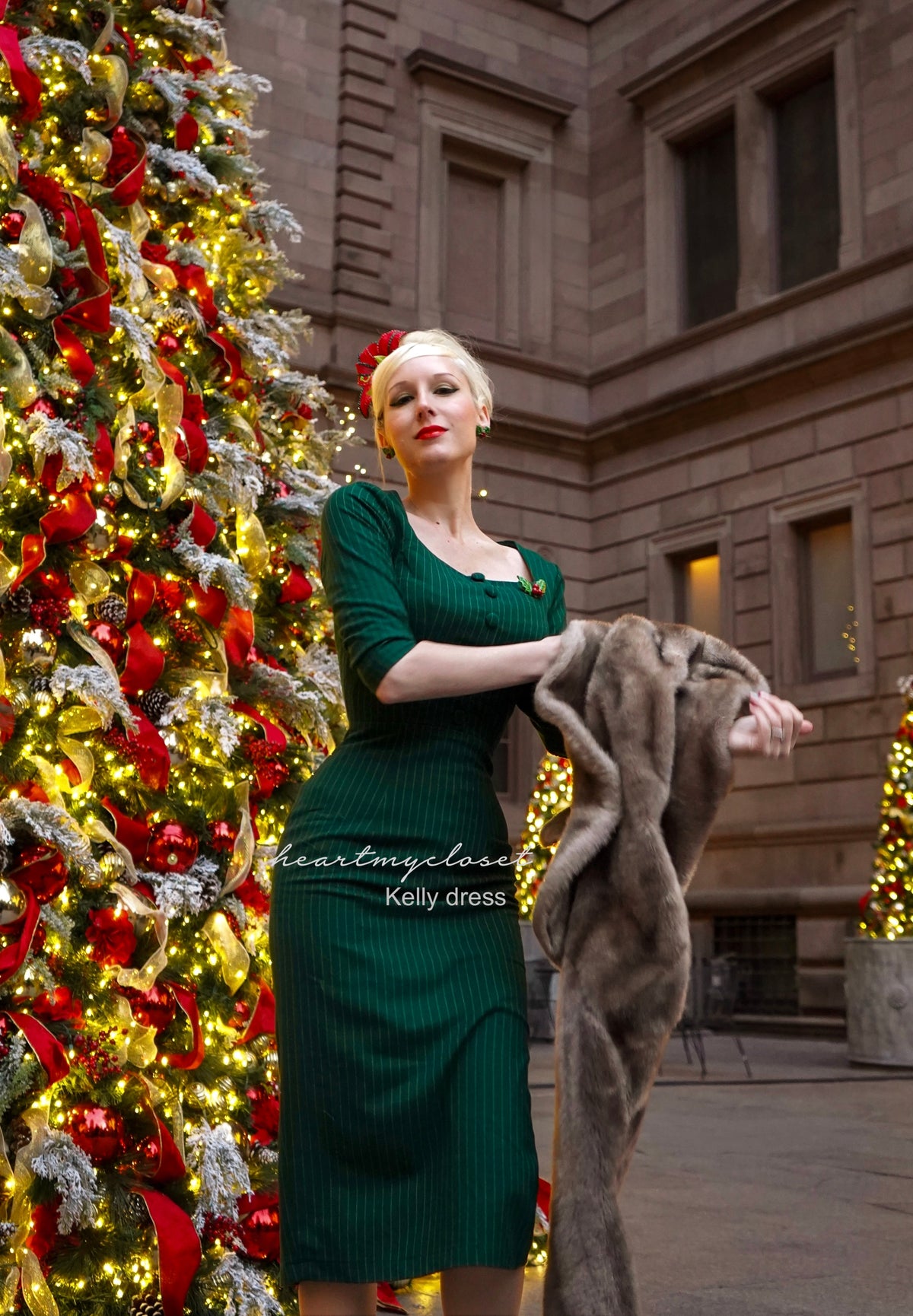 long sleeve Kelly - retro vintage dress pencil - heartmycloset
