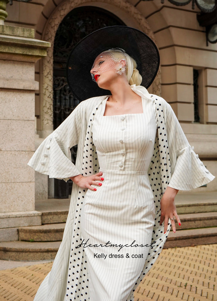 Pinstripe Kelly coat AND dress - retro vintage inspired