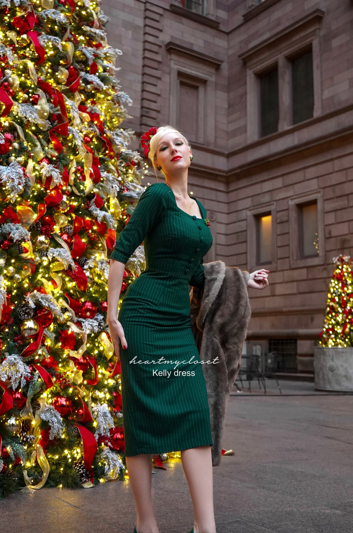 long sleeve Kelly - retro vintage dress pencil - heartmycloset