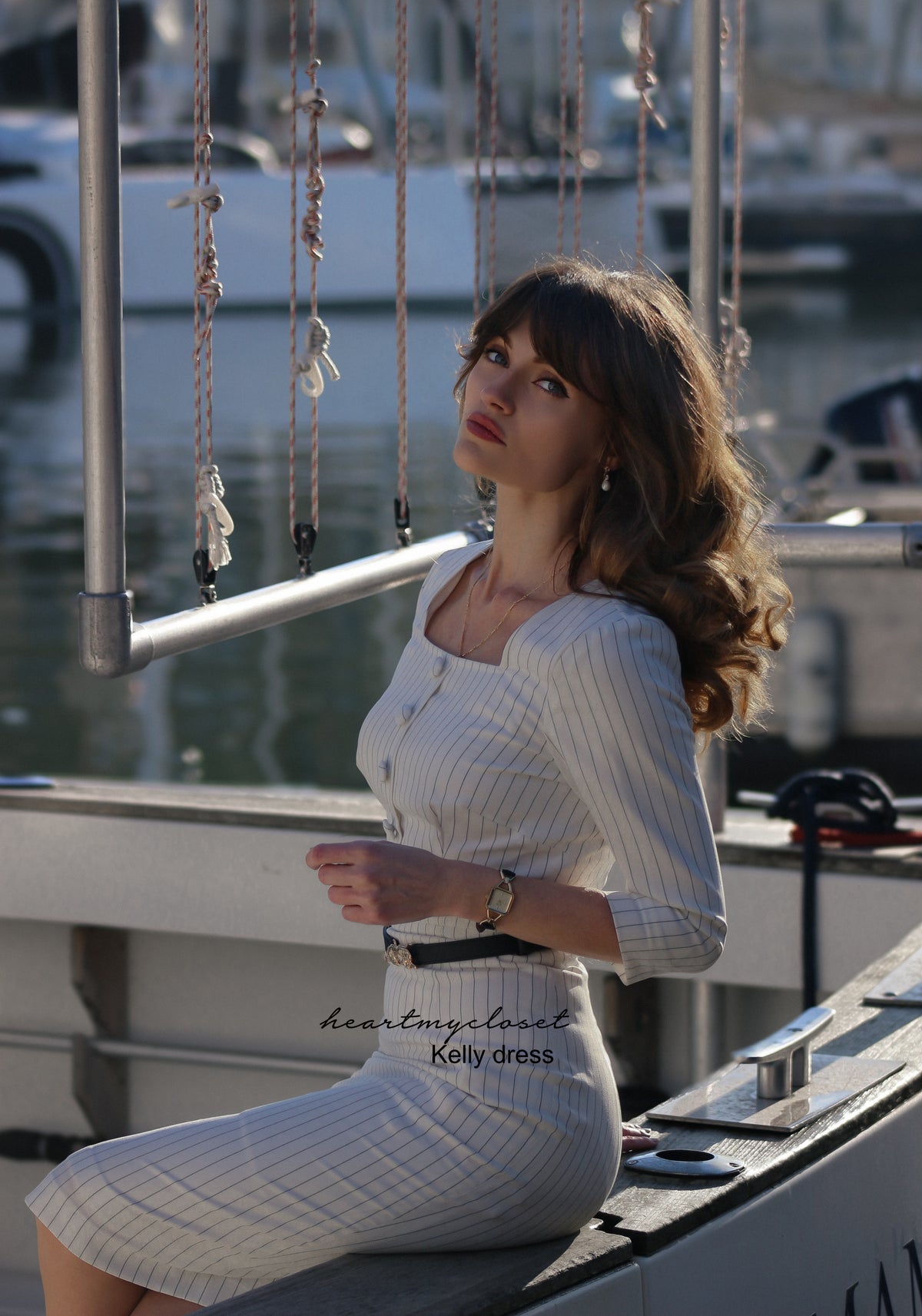 long sleeve Kelly with belt- retro vintage dress pencil - heartmycloset