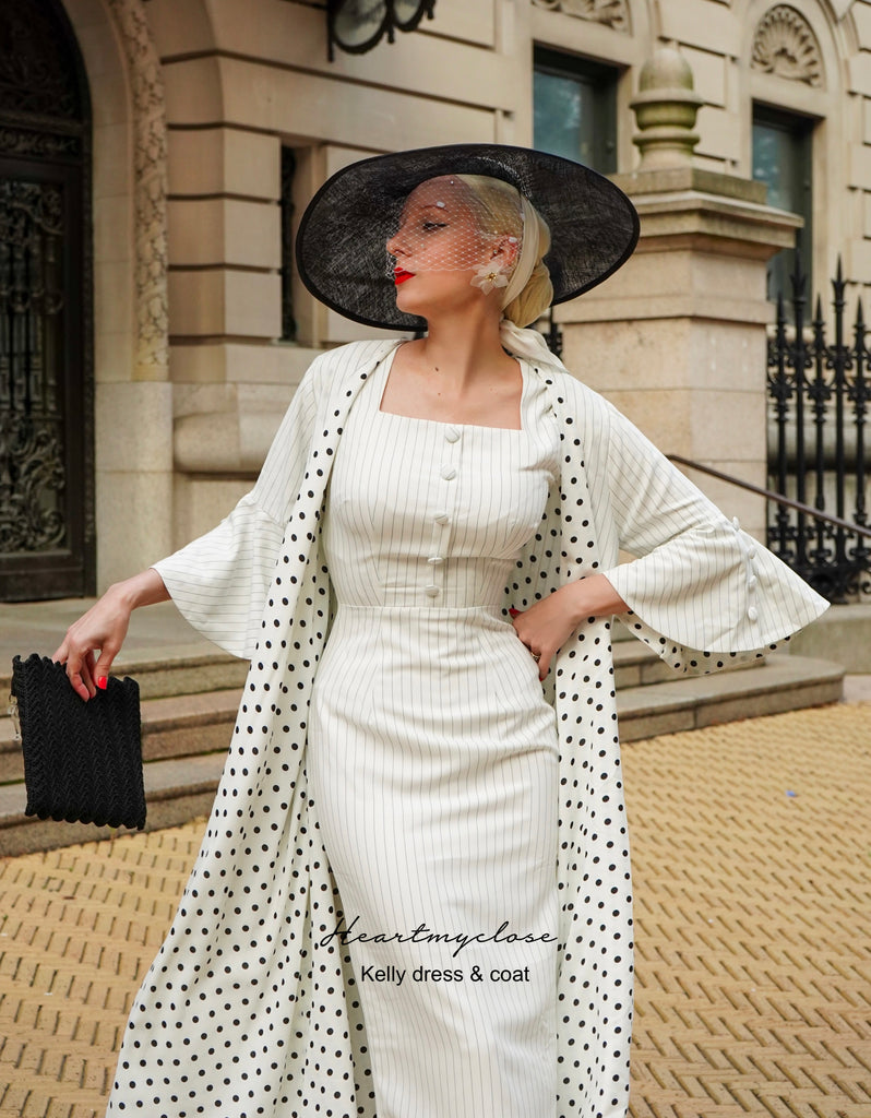 Pinstripe Kelly coat AND dress - retro vintage inspired
