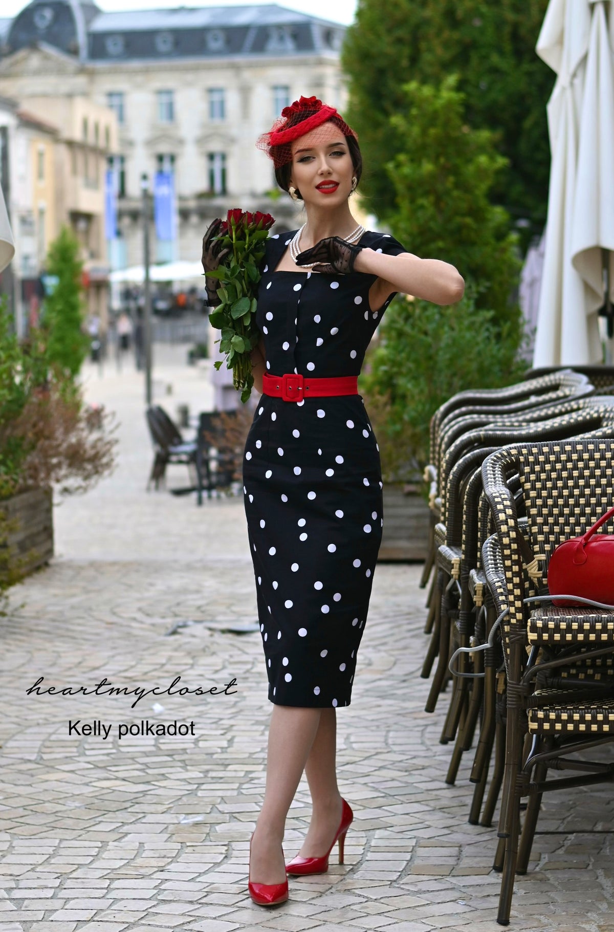KELLY polkadot- retro vintage dress pencil - heartmycloset