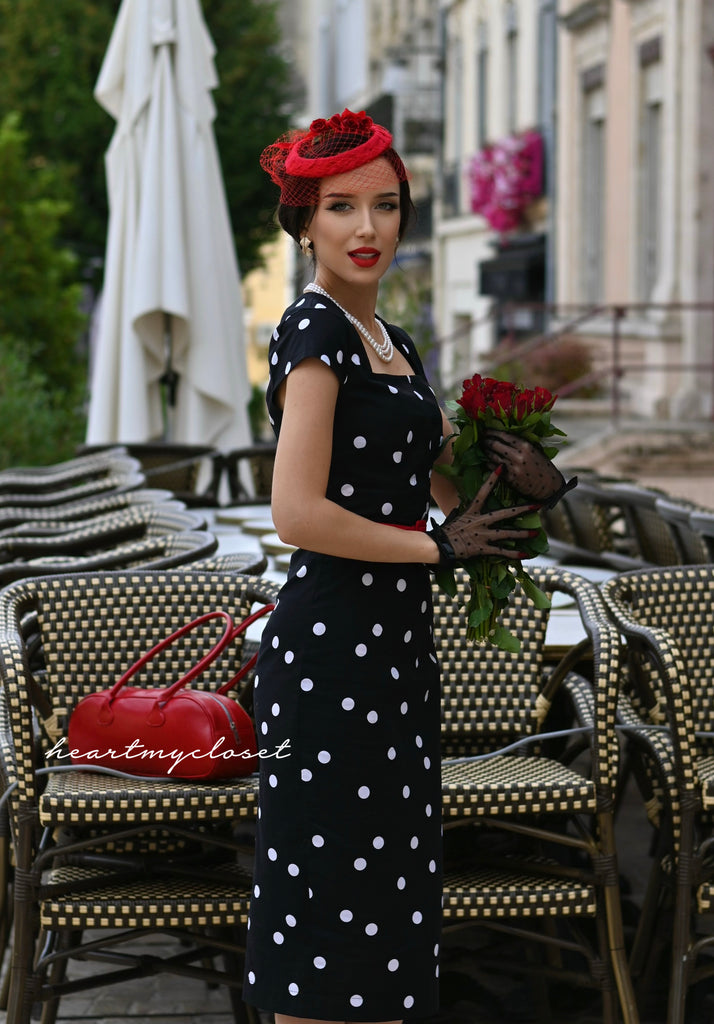 KELLY polkadot- retro vintage dress pencil