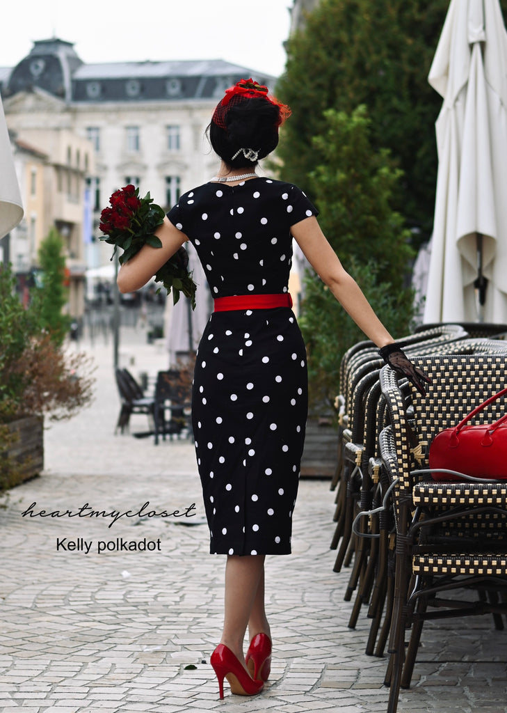 KELLY polkadot- retro vintage dress pencil