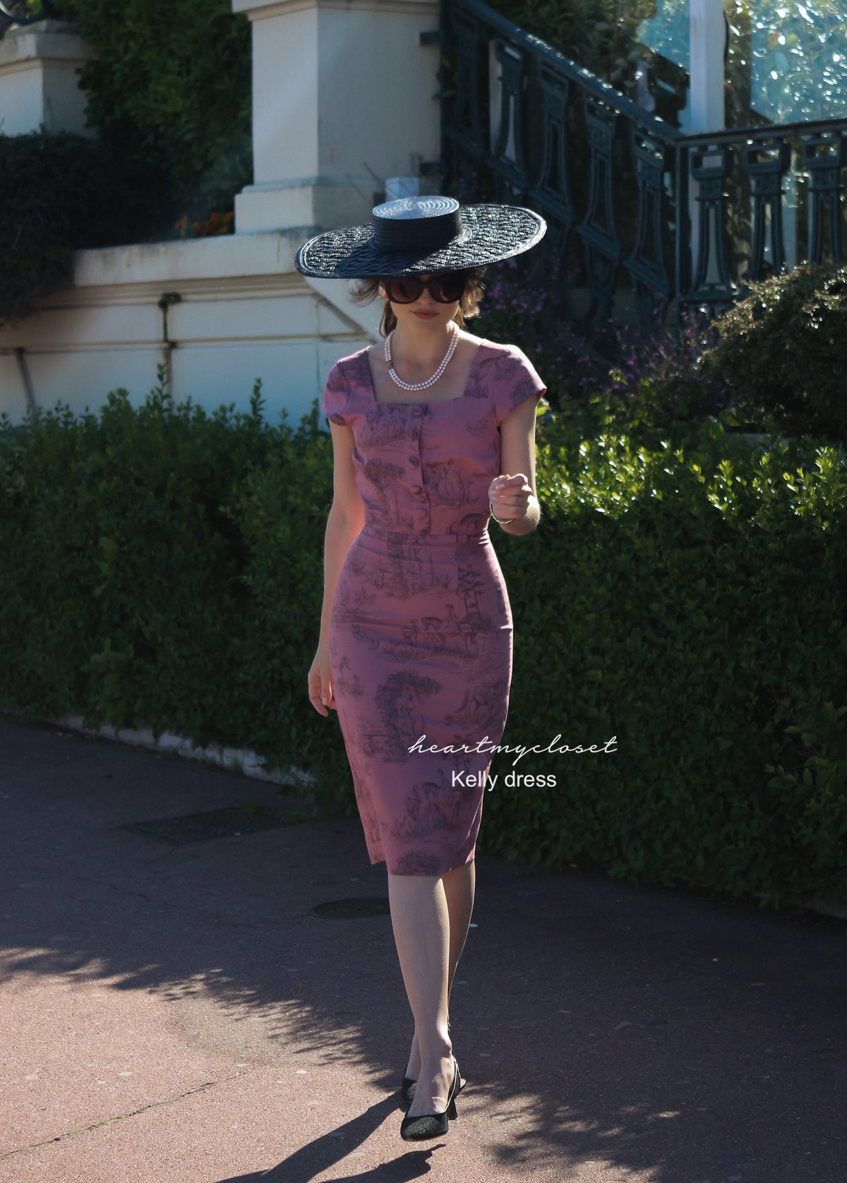 KELLY toile de jouy- retro vintage dress pencil - heartmycloset