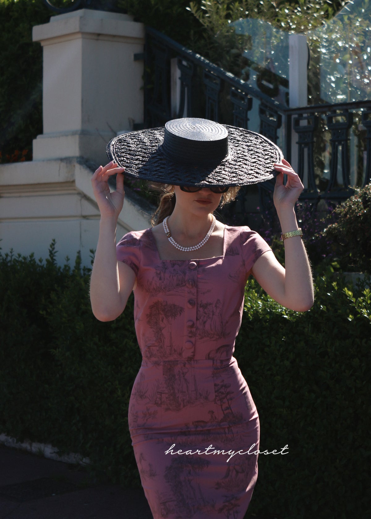 KELLY toile de jouy- retro vintage dress pencil - heartmycloset