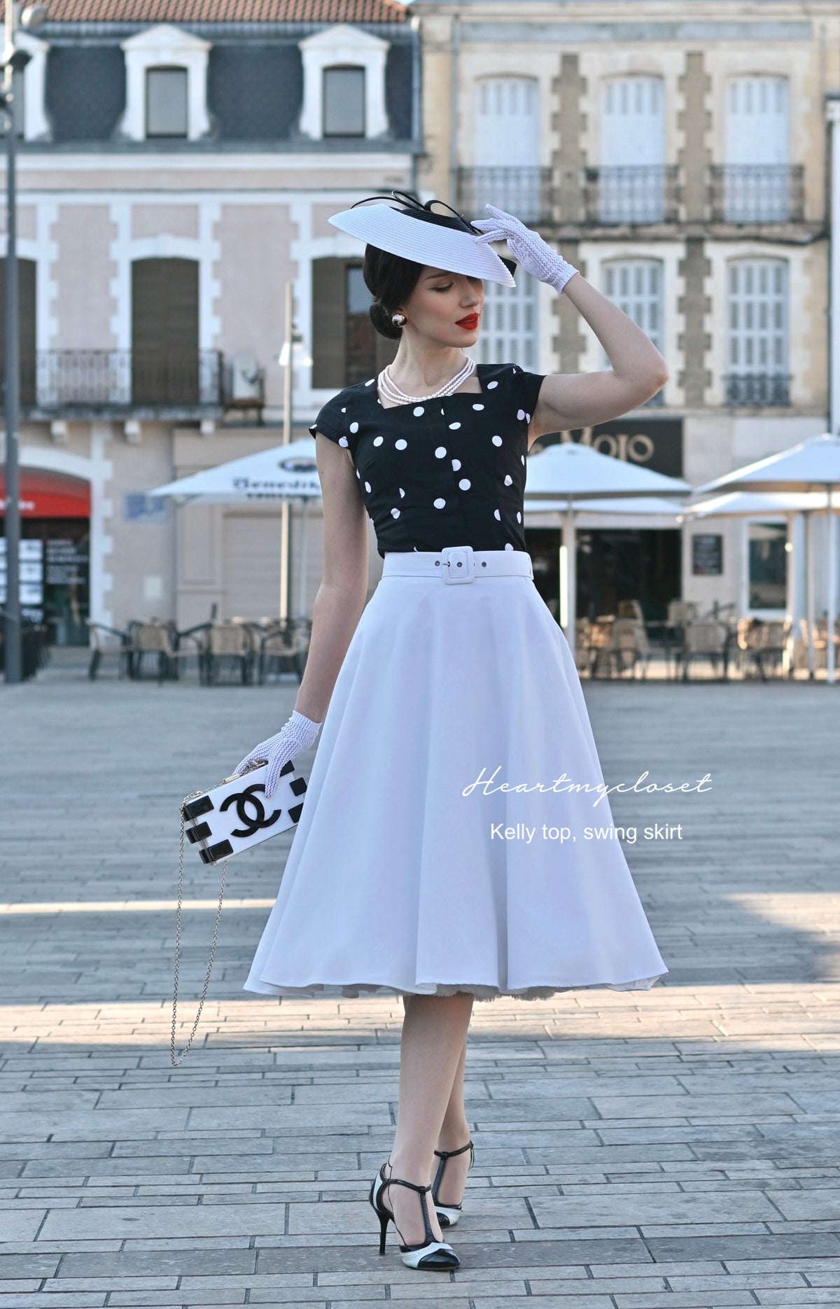 Kelly top skirt- vintage 1950s suit with swing skirt - heartmycloset