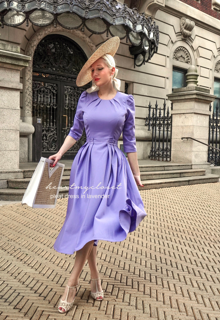 kate middleton pink pleated - swing dress celeb inspired custom made