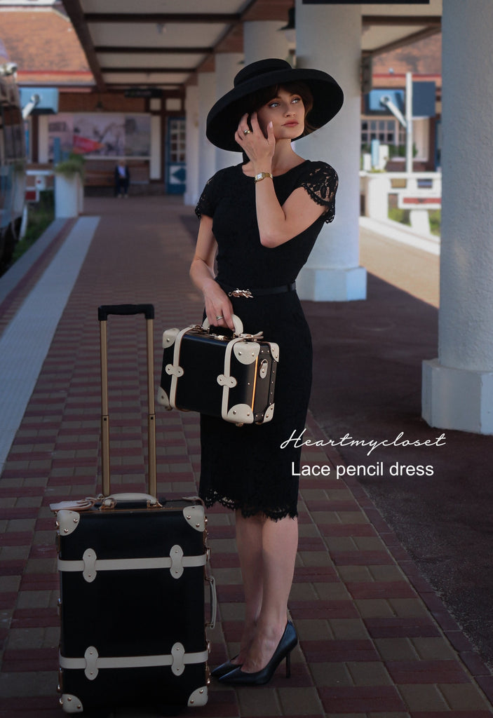 Lace pencil dress - vintage rockabilly inspired dress