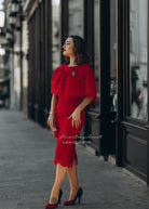 Red Lace Cape + dress - 50s 60s lace pencil dress with matching cape - heartmycloset