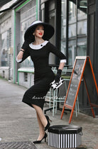 Laura - celeb pencil dress with contrast collar - heartmycloset