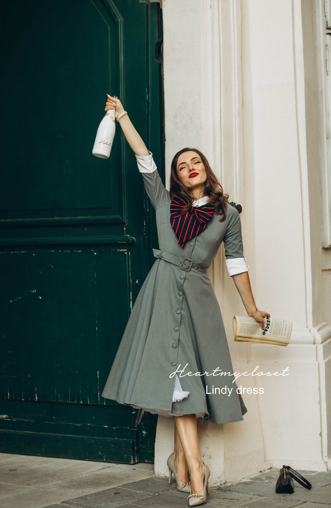 Lindy grey swing dress - vintage tv inspired dress