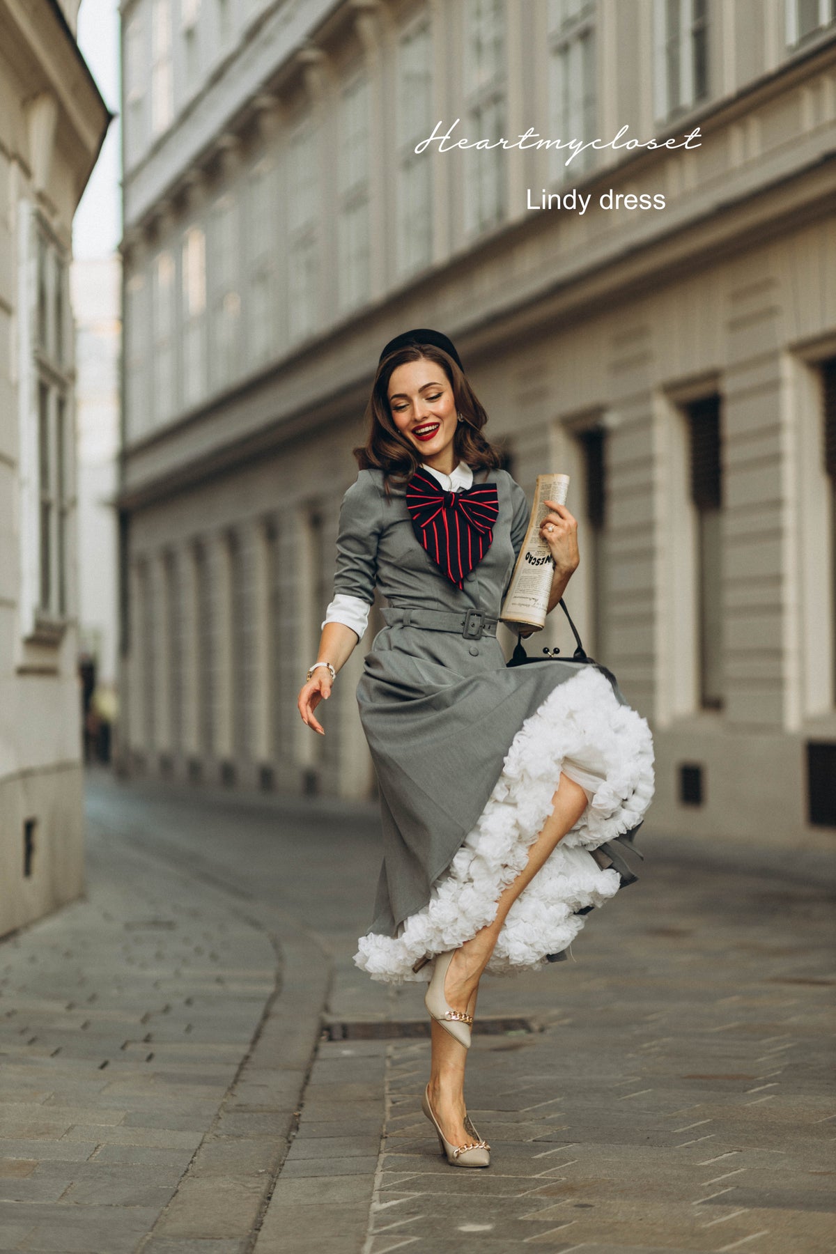 Lindy grey swing dress - vintage tv inspired dress - heartmycloset