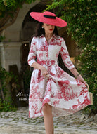 100% LINEN Toile De Jouy shirt dress - heartmycloset