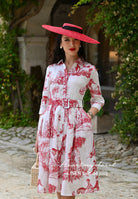 100% LINEN Toile De Jouy shirt dress - heartmycloset